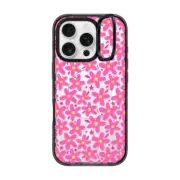 iPhone 16 Pro Impact Ring Stand Case MagSafe Compatible Transparent Pink Flowers Floral Pattern