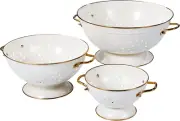 Metal Colander Set of 3, Strainer Basket with Handles Perfect for Spaghetti, Pas