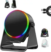 4-in-1 360° Rotating Bluetooth Speaker Stand, Cell Phone Stand with Wireless Bluetooth Induction Speaker, Fits Most Cell Phones, Homes, Bedrooms, Outdoors, Anti-Slip Bracket (Black)