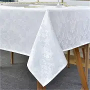 Rectangle Table Cloth - 60 x 102 Inch White Jacquard Tablecloths Damask Desig...