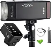 GODOX AD200 Pro AD200Pro+X3-O Trigger, 200Ws 2.4G Flash Strobe, 1/8000 HSS, 500 Full Power Flashes, 0.01-1.8s Recycling, 2900mAh Battery, Bare Bulb/Speedlite Fresnel Flash Head Pocket Flash Monolight
