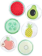 Beavorty 6Pcs Fruit Shape Cooling Eye Pads Eye Masks for Eye Fatigue Relief Adorable Watermelon Lemon Avocado Gel