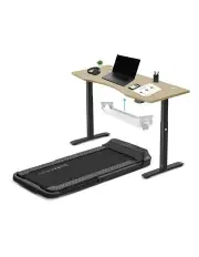 [Lifespan Fitness] V Fold Treadmill with ErgoDesk Automatic Oak Standing Desk 1500mm and Cable Management Tray