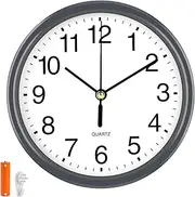 EternaHora Silent Wall Clock Non Ticking, 6 Inch Wall Clocks Battery Operated, Small Analog Clock for Bedroom Home Office Kitchen Bathroom School, Easy to Read(Gray)