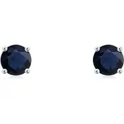 Round Blue Sapphire Stud Earrings