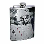 Ace Card Em2 Flask 8oz Stainless Steel Hip Drinking Whiskey