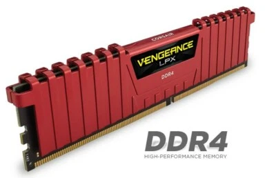 Corsair 8GB PC4-21300 2666MHz DDR4 RAM - 16-18-18-35 - Vengeance LPX Red Series