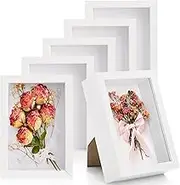 Hacaroa 6 Pack 4 x 6 Inches Shadow Box Frame, Small Wood Frame Memory Display Cases,1.2in Depth Picture Frame Case for Dried Flowers, DIY Craft, Memorabilia, Medals and Photos, White