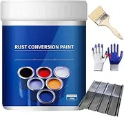 Weatherproof Rust Converter Paint for Metal, Rust Conversion Paint, 4-in-1 rust remover for metal & Primer, Water Based Anti Rusts Paints for Metal with Tool (Grey)