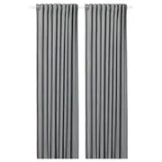 SANDSVINGEL curtains, 1 pair, grey/with heading tape, 135x250 cm