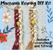 Macrame Keyring DIY Kit with Cords Charms Clasp Step-by-step Tutorial NEW Easy