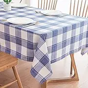 Checkered Tablecloth Rectangle, FHDUSRYO PVC Buffalo Plaid Table Cloth, Waterproof Blue and White Table Cover, Wipeable Table Protector for Christmas, New Year, Banquet, Wedding Party, Picnic (55x78)