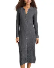 Alex Mill Alice Button Front Rib Knit Midi Dress