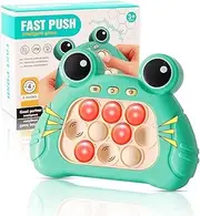 Quick Push Console with Instant Sound Feedback | Handheld Fast Speed Pushing Game | Pop The Target Interactive Educational Sensory Fidget Toy for Kids Adults | Fun Children 3-12 (Green Frog)