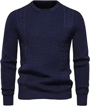[Generic] Mens Crewneck Pullover Sweater Lightweight Casual Long Sleeve Knitted Sweater Running T Shirt Pullover Top