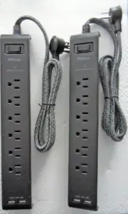 New 2 Pack Mifaso Power Strip Surge Protectors 6 outlets & 2 USB Ports Free Ship