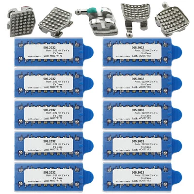 10 Kit Dental Orthodontic Brackets Mini Roth 022 Twin Metal Braces MIM 345 Hook