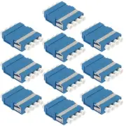 10x LC/UPC Single-Mode Fiber Optic Optical Quad Adapter Coupler w/ Flange Blue