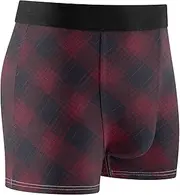 [FRODOTGV] Dark Red Plaid Mens Boxer Briefs Shorts Breathable Underwear for Men Compression Interiores Para Hombres