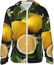 [LHBWCVN] UPF 50+ Light Jacket Full Zip Sun Protection Hoodie for Women Men Long Sleeve Lemon and Flower Sun Shirts