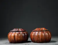 在飛比找Yahoo!奇摩拍賣優惠-長期有貨珍藏花梨木雕刻南瓜形圍棋罐整制作技藝高超，裝飾獨特，