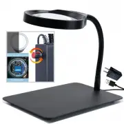 10X Magnifying Glass with Light and Stand,Dimmable Flexible Magnifying Craft ...