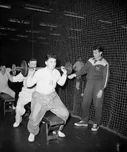 Billy Watson the trainer keeps an ever watchful eye on his - 1958 Cricket Photo