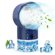 Portable Air Conditioner, Blue Fan Mini AC with Timing, 3 Speeds Quiet