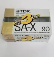 TDK SA-X 90 1988 3-PACK, NEW, SEALED, COMPACT AUDIO CASSETTE TAPE