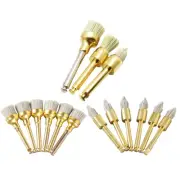 Dental Polishing Prophy Brushes Pointed Flat Bowl Head Hog Bristles Gold Handle