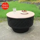 26" Wood Burning Fire Pit Grill Lid Outdoor Firepit Table BBQ Bonfire Patio