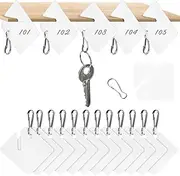 Pumtus 150 Pcs Key Tags, Plastic with Metal Snap Hooks, 1.5 Inch Square Slotted Key Identifier, White Blank Hanging Tags, Item Identifier for Cabinet, Box, Locker, Home, Office