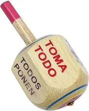 Mexican Wooden Toma Todo Spinning Top, 6 inch Jumbo XL Traditional Game, Handcrafted