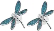 Dragonfly Stud Earring, S925 Sterling Silver Post Enamel Animal Earrings with Cubic Zirconia