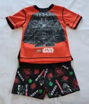 Lego Star Wars Darth Vader Boys Red Black Printed Pyjama Set + Cape Size 3 New