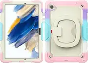 Tablet Protection Compatible with Samsung Galaxy Tab A8 X205/X200 Case 2021 10.5"Case with Screen Protector, Full Body Protective Rugged Cover Rotating Handle Silicone Case for Galaxy Tab A8 10.5 inch