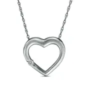 Natural Diamond Accent Heart Pendant in 10K White Gold