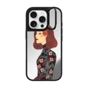 iPhone 16 Pro Mirror Ring Stand Case MagSafe Compatible Lady in Black