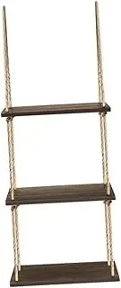 LIFKICH Wooden Flowerpot Shelf Wall Hanging Plant Shelf Rope Flowerpot Mounted Storage Rack for Room Decor