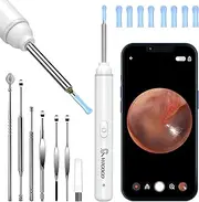 Ear Wax Removal Kit Ear Camera 1920P HD Ear Wax Removal Tool Ear Cleaner Otoscope with 6 LED Lights, 3mm Visual Ear Scope for iPhone iPad Android Smart Phone