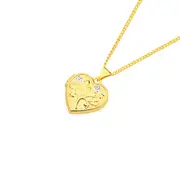 9ct Gold Two Tone 15mm Diamond-set Heart Locket