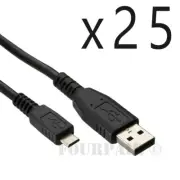 25 Pack - 1.5ft 18in USB 2.0 A Male to Micro B 5pin Data Sync Charger Cable Cord
