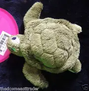 4" Green & Tan Turtle/Tortoise Soft Plush Squeak Fetch Play Happy Dog Toy NWT