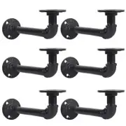 Set of 6 Industrial Pipe Shelf Brackets L Pipe Shelf Support for Home Kitchen