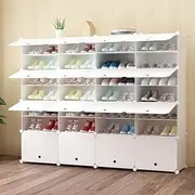 Portable Shoe Storage Plastic Cube Storage Tower Shelves for Storage Shoe Cabinet Shoe Rack (4 Row of 8-Layer)