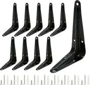 10 Pack Black Shelf Brackets 4 x 3 inch Metal Floating Shelf Brackets Heavy D...