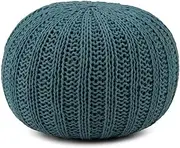 [Simpli Home] Shelby Round Pouf, Teal