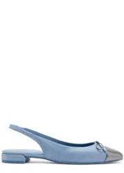 Stuart Weitzman Denim Slingback Flats - Metallic Silver 41 (IT41/ UK8)