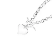 Silver 19cm Belcher Puff Heart Fob Bracelet