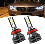 Slykew 2 PCS Car LED High Beam Light Bulbs, Super Bright 6000LM IP68 Waterproof Metal Vehicle Fog Light Replacements, Universal Automotive Low Beam Light Bulbs Accessories (White Light #H11)
